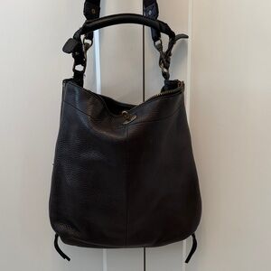 J. Crew Black 100% Leather Shoulder Hobo Bag - Classic Women's Handbag